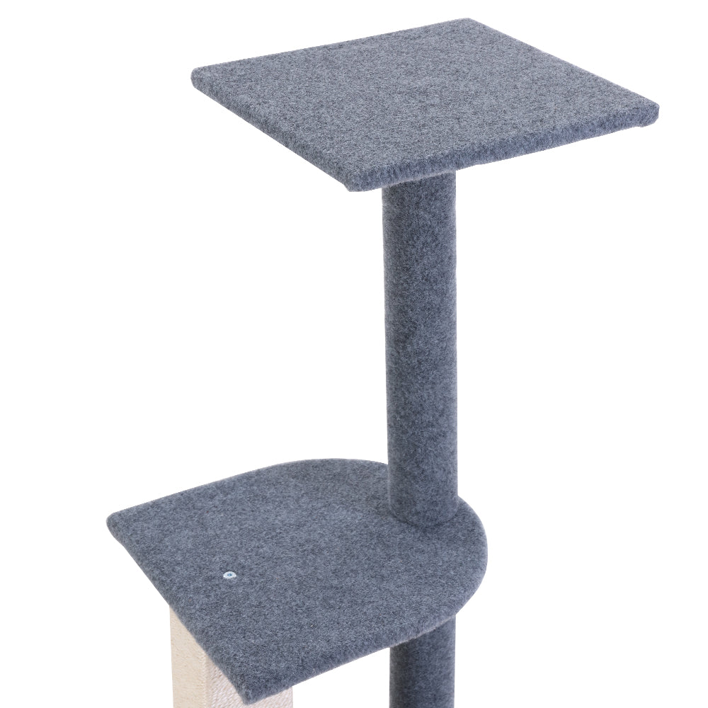 Feline Paradise 124cm Cat Tree with Scratching Posts and Cozy Condos for Play and Relaxation