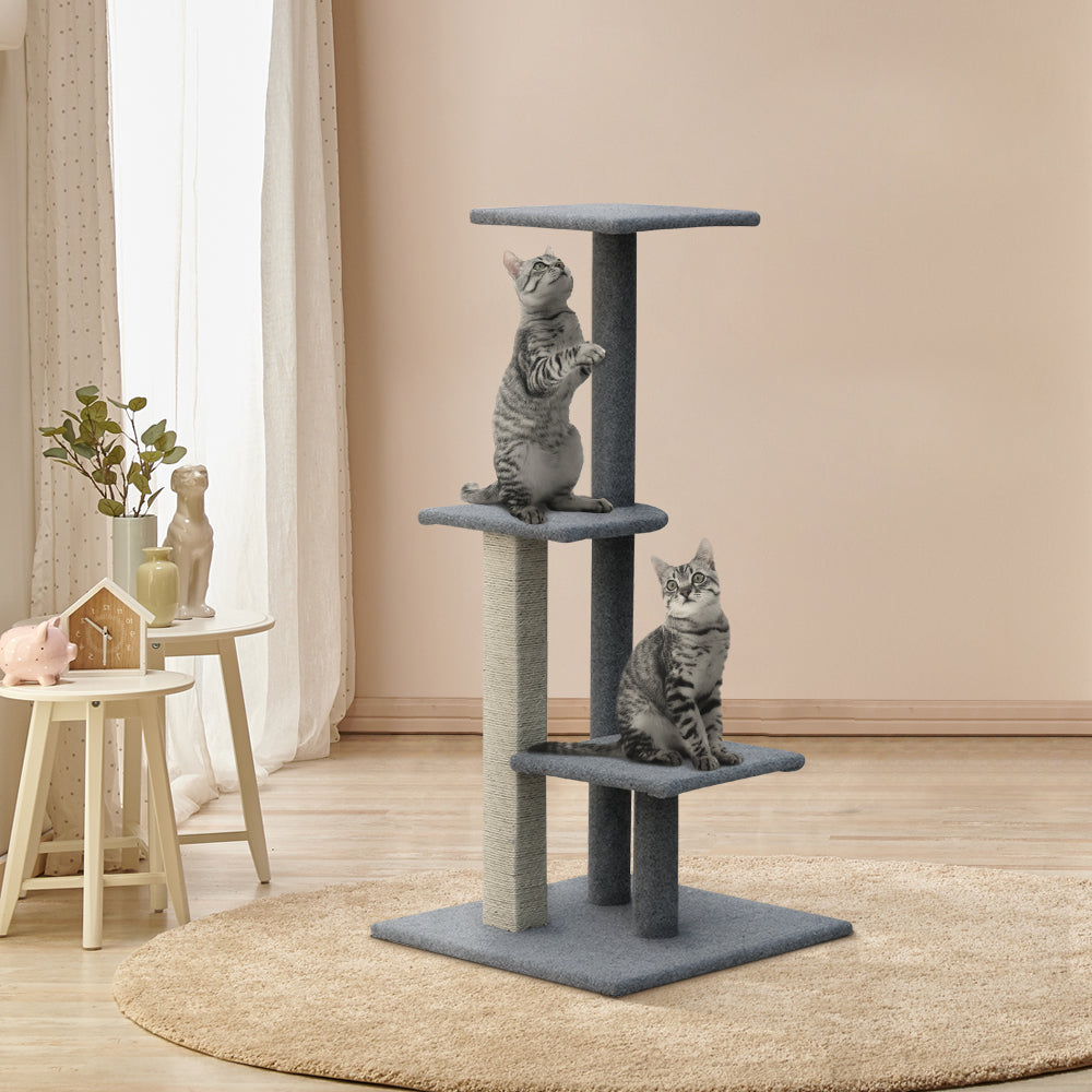 Feline Paradise 124cm Cat Tree with Scratching Posts and Cozy Condos for Play and Relaxation