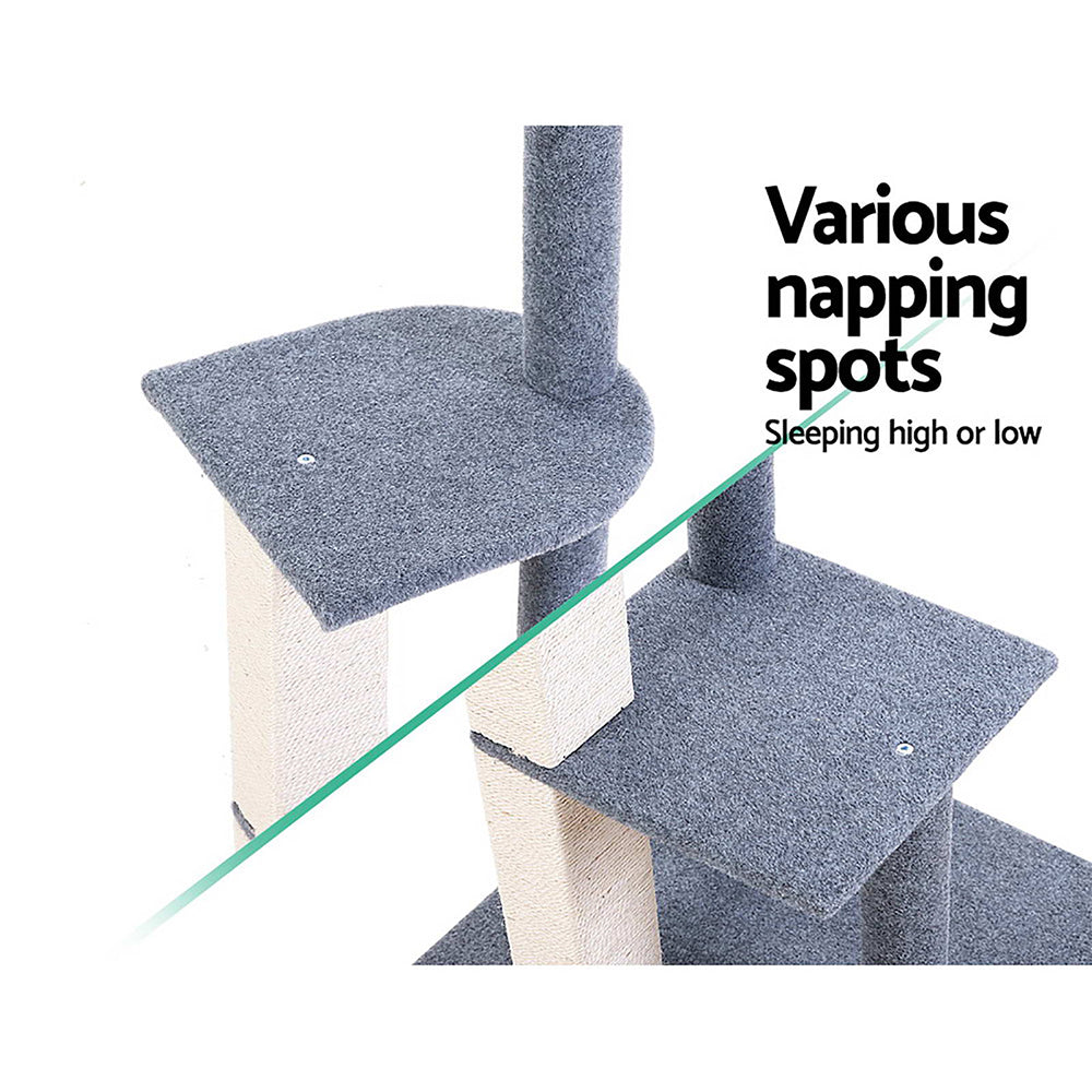 Feline Paradise 124cm Cat Tree with Scratching Posts and Cozy Condos for Play and Relaxation