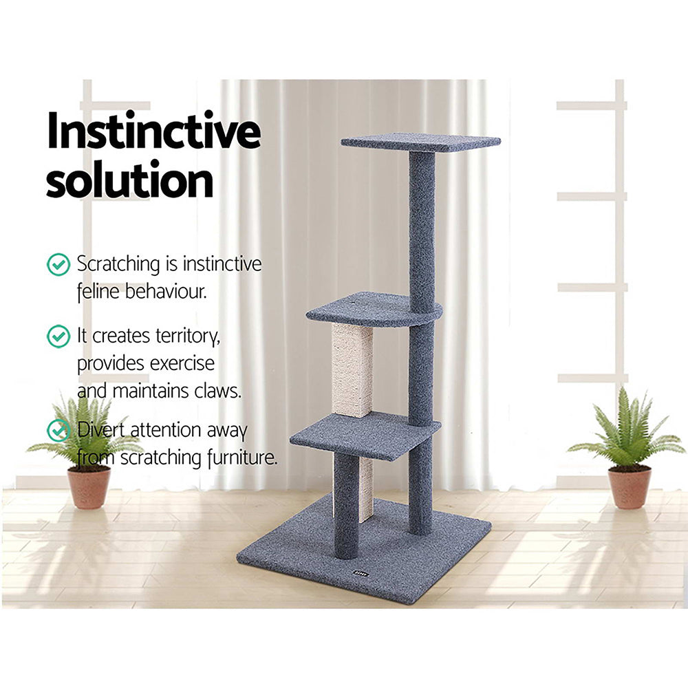 Feline Paradise 124cm Cat Tree with Scratching Posts and Cozy Condos for Play and Relaxation