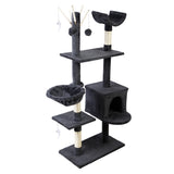 Feline Paradise 140cm Cat Tree with Scratching Post, Condo House, and Plush Furniture - Front View