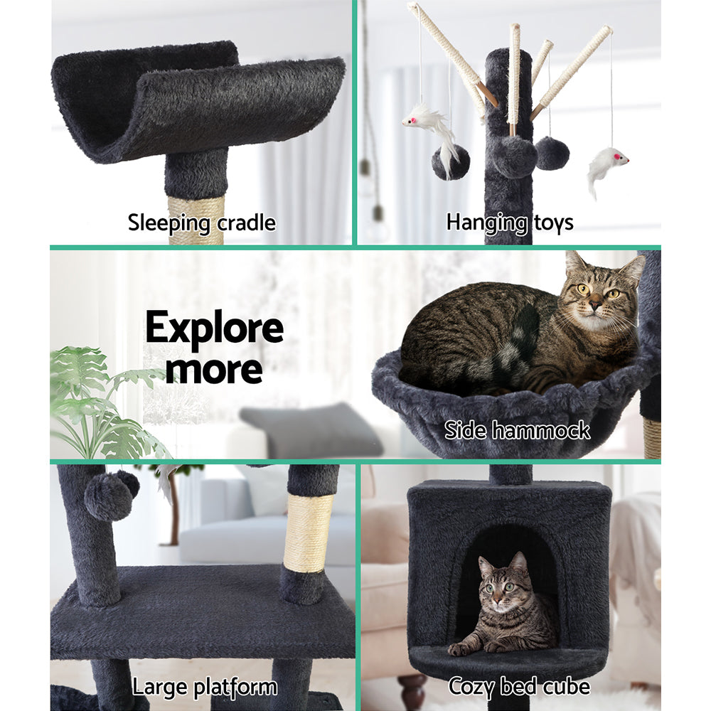 Feline Paradise 140cm Cat Tree with Scratching Post, Condo House, and Plush Furniture