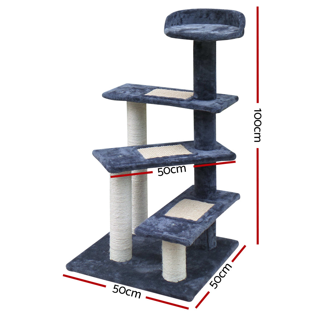 Feline Paradise 100cm Multi-Level Scratching Post and Condo Tree with Plush Steps