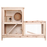 Large Wooden Two-Tier Pet Hutch for Hamsters, Guinea Pigs, and Ferrets - 80cm x 40cm x 60cm - Top-Down View