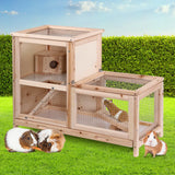 Large Wooden Two-Tier Pet Hutch for Hamsters, Guinea Pigs, and Ferrets - 80cm x 40cm x 60cm