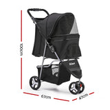 i.Pet 3-Wheel Pet Stroller - Stylish Black Edition - Front View