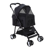 i.Pet 3-in-1 Foldable Dog Stroller Carrier and Car Seat - Medium Size Black - Front View