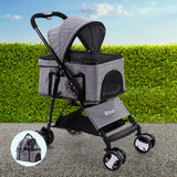 i.Pet Multi-Functional Grey Pet Stroller - Foldable Dog Carrier & Car Seat 3-in-1