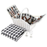 Stylish Insulated Picnic Basket for Two with Blanket and Complete Dining Set - Front View