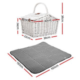 Alfresco 2 Person Picnic Basket Set Willow Vintage Baskets Insulated Blanket Bag