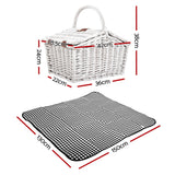 Stylish Insulated Picnic Basket for Two with Blanket and Complete Dining Set - Side View