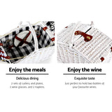 Alfresco 2 Person Picnic Basket Set Willow Vintage Baskets Insulated Blanket Bag