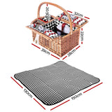 Deluxe 4-Person Insulated Picnic Basket Set with Matching Blanket for Outdoor Fun - Front View
