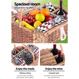 Deluxe 4-Person Insulated Picnic Basket Set with Matching Blanket for Outdoor Fun - 45-Degree Angle