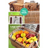 Deluxe 4-Person Wicker Picnic Basket Set with Insulated Blanket and Cutlery - 45-Degree Angle