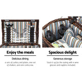 Deluxe 4-Person Insulated Picnic Basket with Wicker Baskets and Matching Blanket - 45-Degree Angle