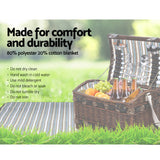 Deluxe 4-Person Insulated Picnic Basket with Wicker Baskets and Matching Blanket - Close-Up Angle