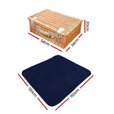 Navy Wicker 4-Person Insulated Picnic Basket Set with Blanket - Side View