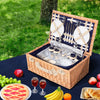 Alfresco 4 Person Picnic Basket Wicker Set Baskets Outdoor Insulated Blanket Navy