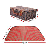 Deluxe Wicker Picnic Set for 4 with Insulated Cooler and Blanket - Side View