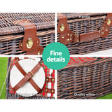Alfresco 4 Person Picnic Basket Set Insulated Blanket Bag Red