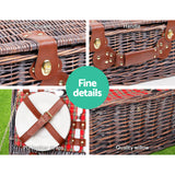 Deluxe Wicker Picnic Set for 4 with Insulated Cooler and Blanket - 45-Degree Angle