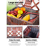 Deluxe Wicker Picnic Set for 4 with Insulated Cooler and Blanket - Rear View