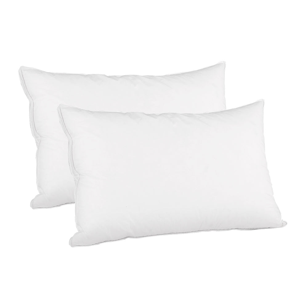 Plush Goose Feather Down Twin Pillows Set