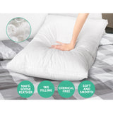 Plush Goose Feather Down Twin Pillows Set - Close-Up Angle