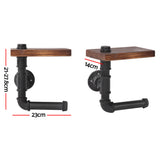 Rustic Adjustable Pipe Shelf Toilet Paper Holder with Rotating Wood Shelf - Front View