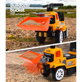 Keezi Kids Ride-On Bulldozer Toy Truck for Toddlers - Digger with Removable Bucket and Storage - Top-Down View