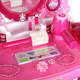 Princess Vanity Playset - 30 Piece Kids Makeup Dresser in Pink - Top-Down View