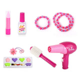 Princess Vanity Playset - 30 Piece Kids Makeup Dresser in Pink - Rear View