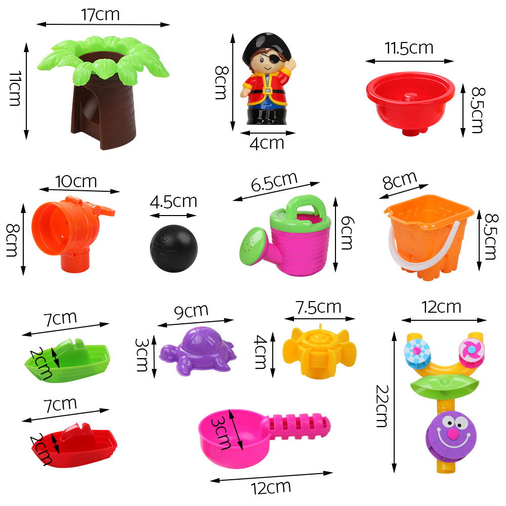 Keezi 20-Piece Pirate Adventure Sand and Water Play Set for Kids - Blue