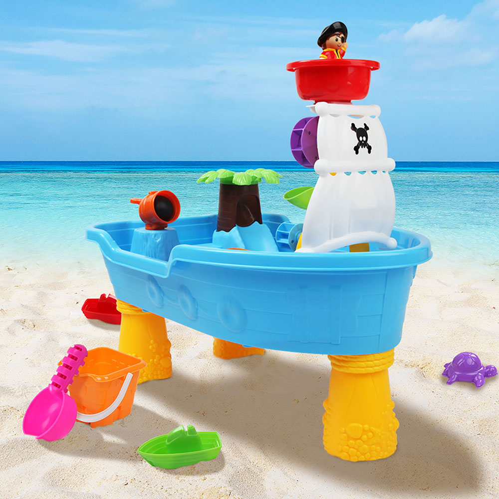 Keezi 20-Piece Pirate Adventure Sand and Water Play Set for Kids - Blue