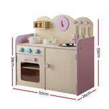 Keezi Kids Chef Play Kitchen Set - Charming Natural & Pink Design - Front View