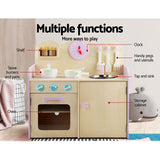 Keezi Kids Chef Play Kitchen Set - Charming Natural & Pink Design - Side View