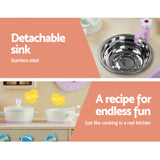 Keezi Kids Chef Play Kitchen Set - Charming Natural & Pink Design - Top-Down View
