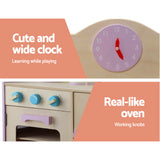 Keezi Kids Chef Play Kitchen Set - Charming Natural & Pink Design - Rear View
