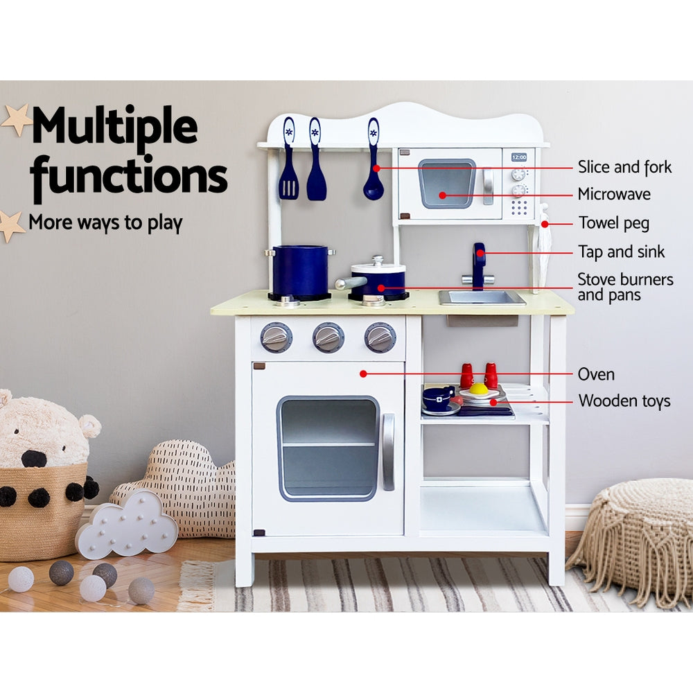 Deluxe White 18-Piece Kids Kitchen Play Set by Keezi