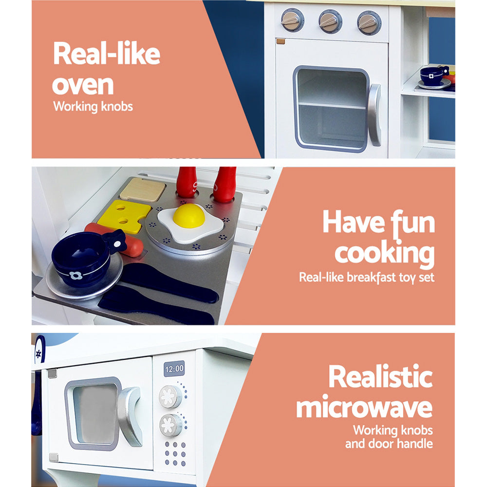 Deluxe White 18-Piece Kids Kitchen Play Set by Keezi