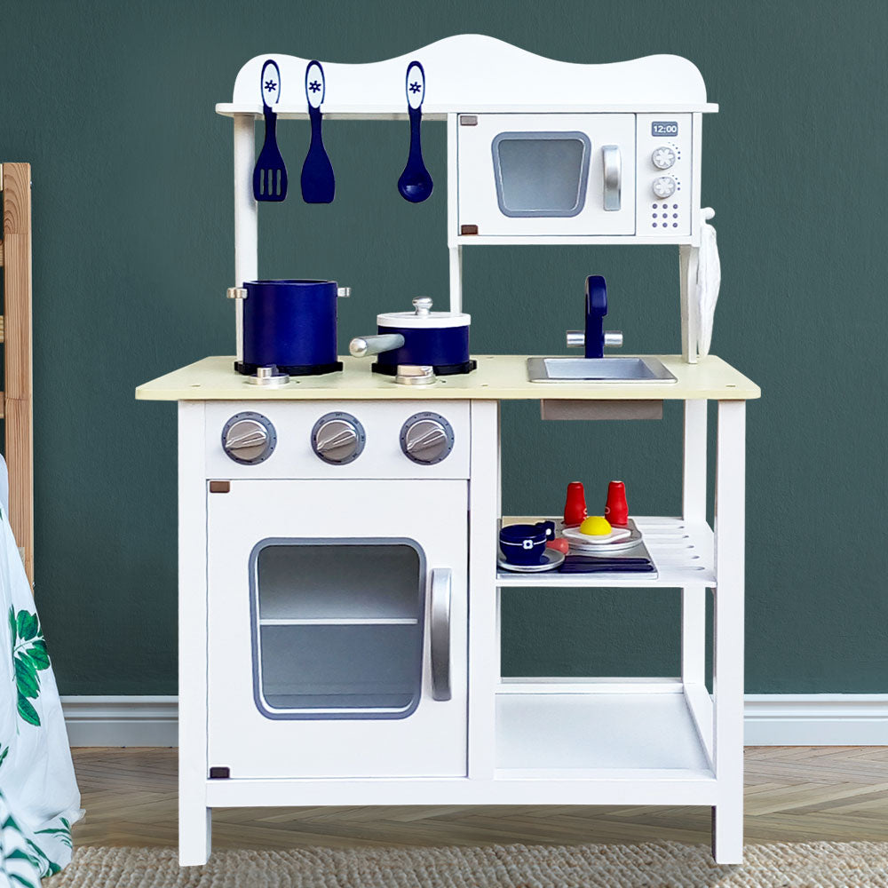 Deluxe White 18-Piece Kids Kitchen Play Set by Keezi