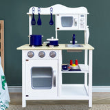 Deluxe White 18-Piece Kids Kitchen Play Set by Keezi - Low Angle