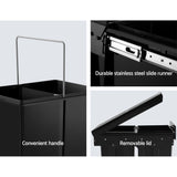 Cefito 30L Under-Counter Dual-Bin Waste Management System - Black - Rear View