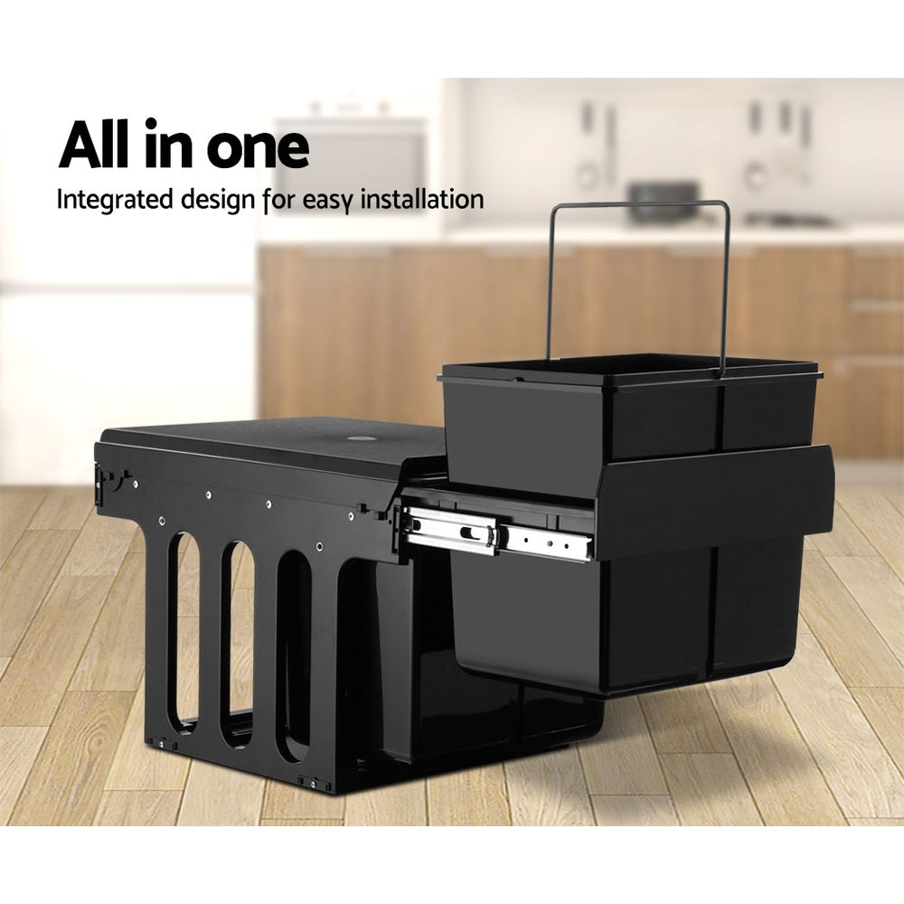 Cefito 30L Under-Counter Dual-Bin Waste Management System - Black