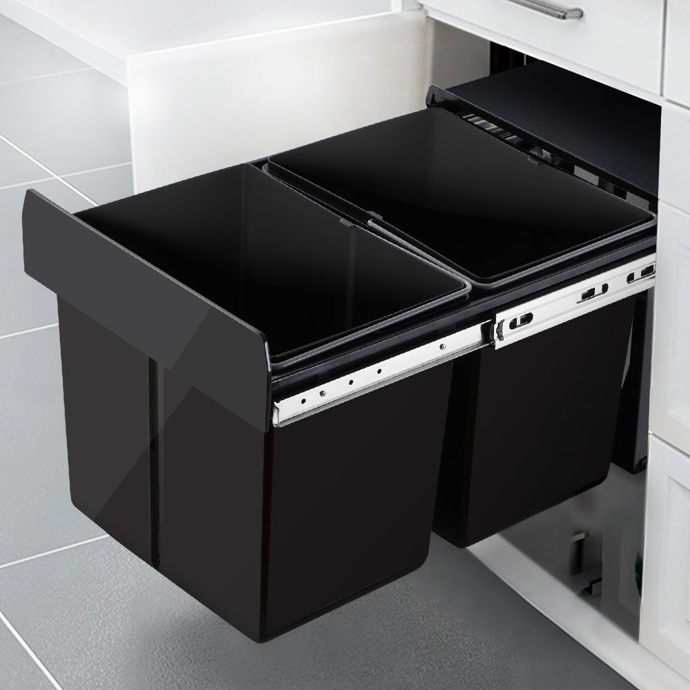 Cefito 30L Under-Counter Dual-Bin Waste Management System - Black