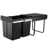 Cefito 2x20L Under-Counter Pull-Out Trash Bin - Sleek Black Design - Front View