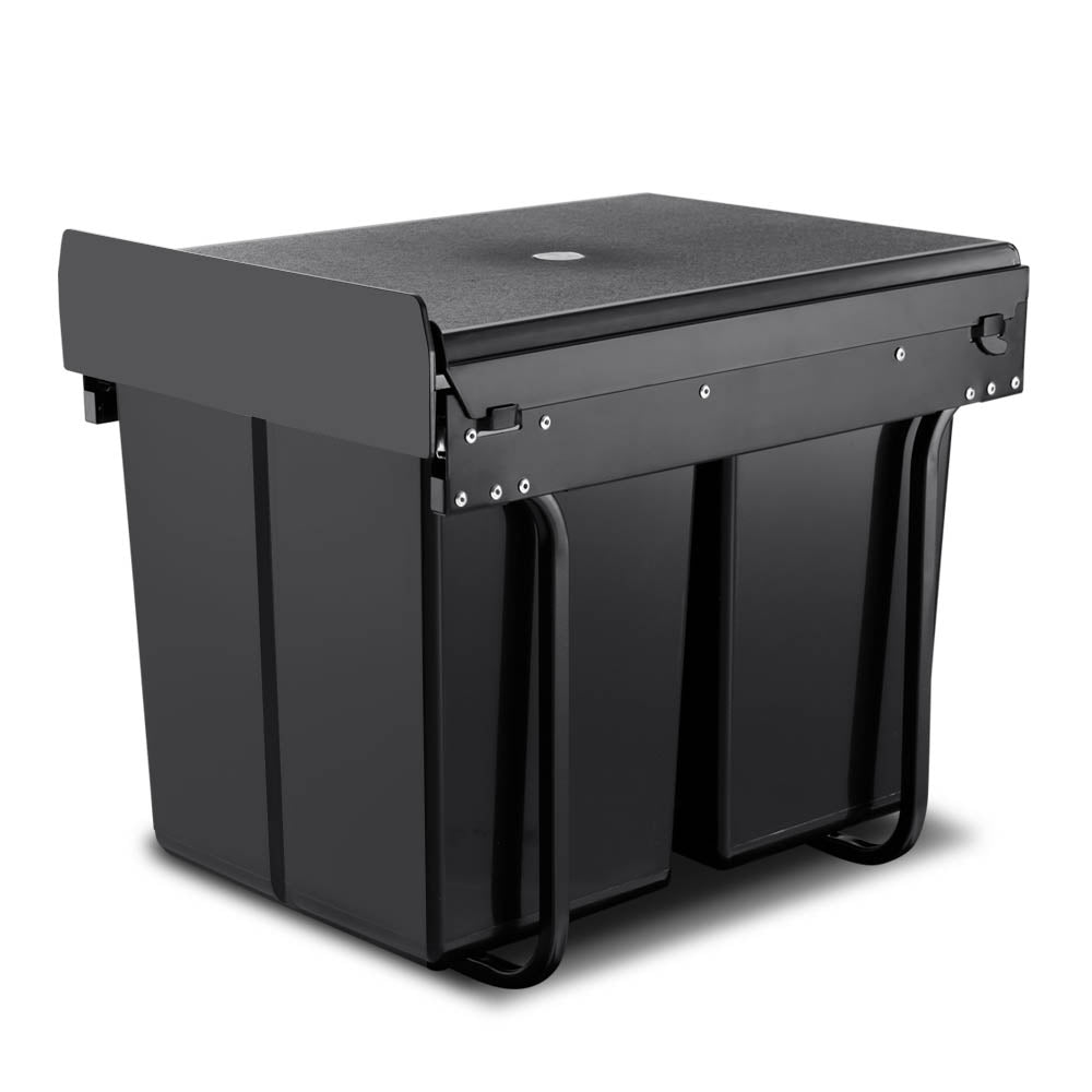 Cefito 2x20L Under-Counter Pull-Out Trash Bin - Sleek Black Design