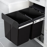 Cefito 2x20L Under-Counter Pull-Out Trash Bin - Sleek Black Design