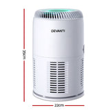 Devanti Compact HEPA Air Purifier with Ioniser and Air Quality Sensor for Home and Office - Side View